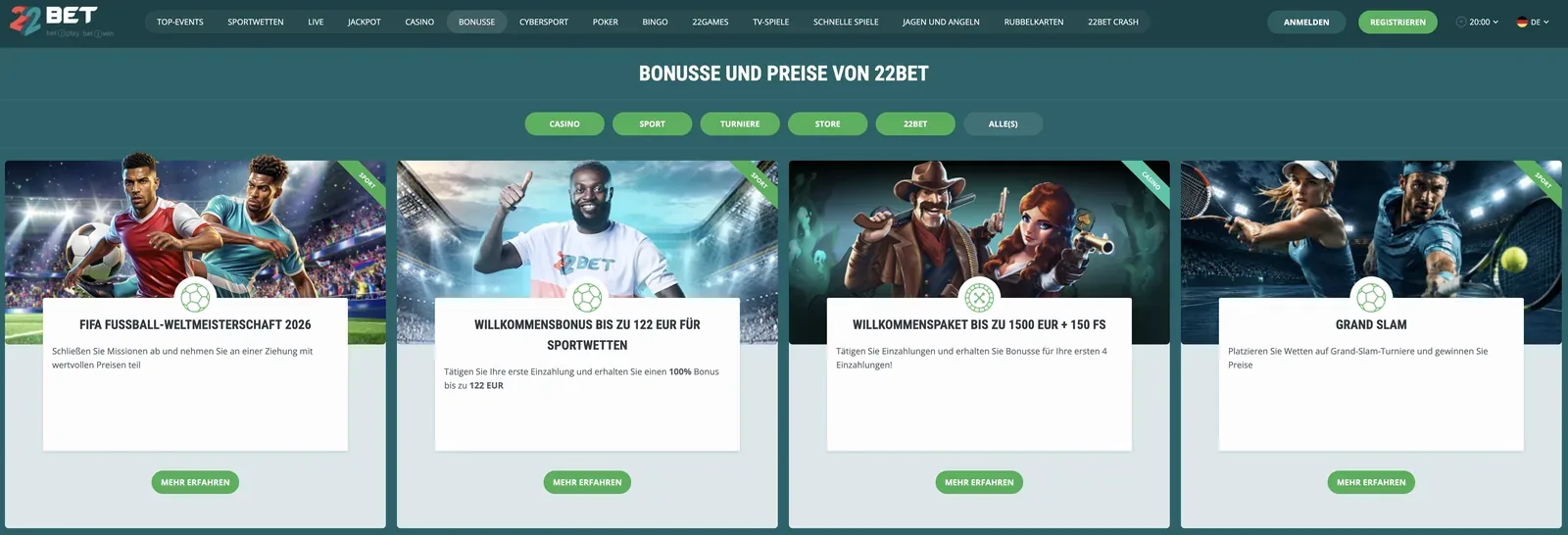 Testumgebung – 22Bet