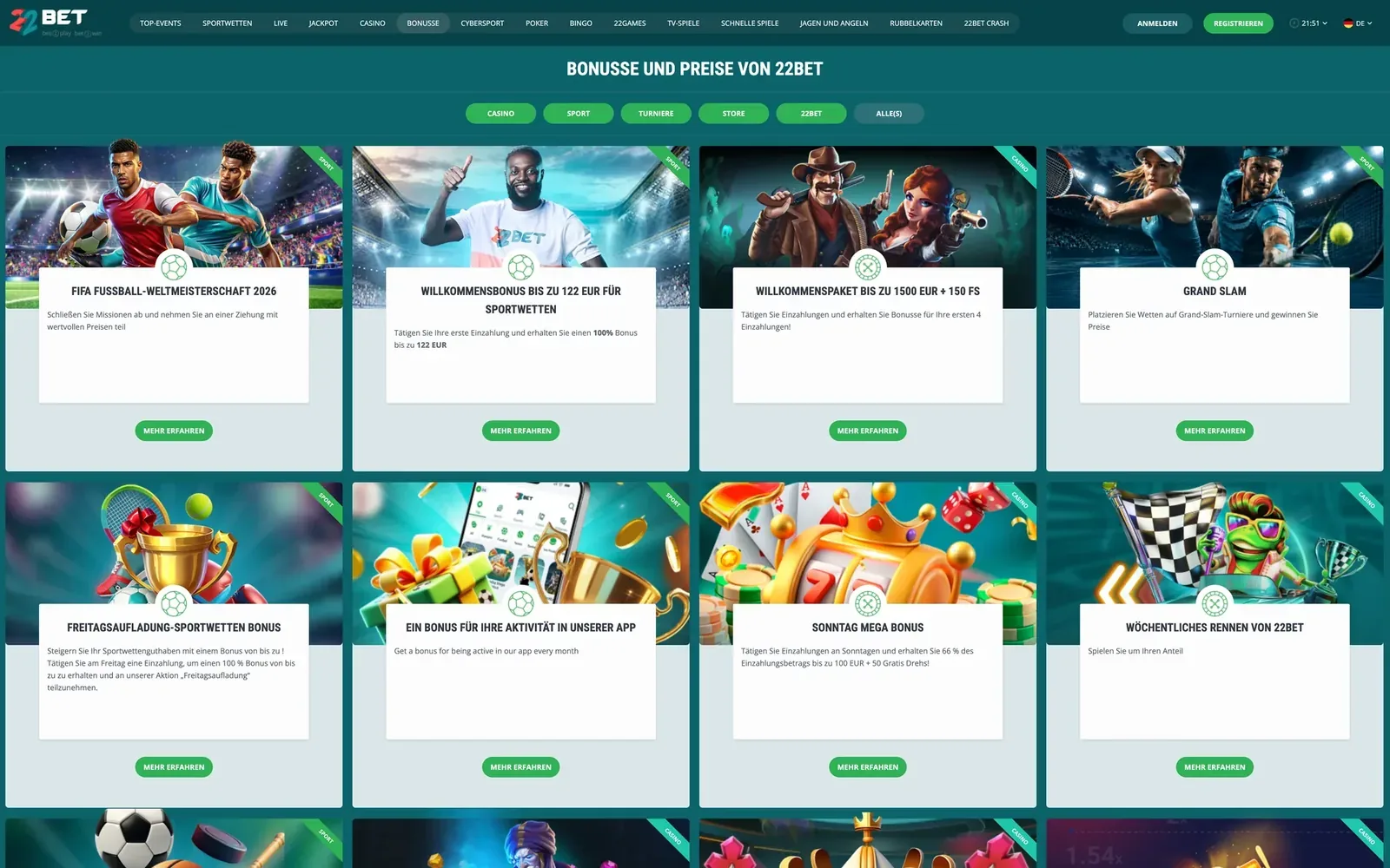 Spielelobby – 22Bet